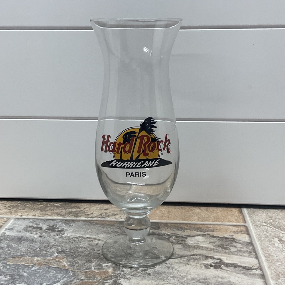 Hard Rock Cafe Paris Hurricane Glass Clear Souvenir Barware Footed Cocktail 9.5"